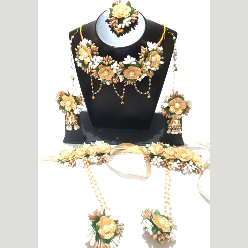 Kavya's Kreation Flower Necklace Set for Haldi Ceremony / Baby Shower