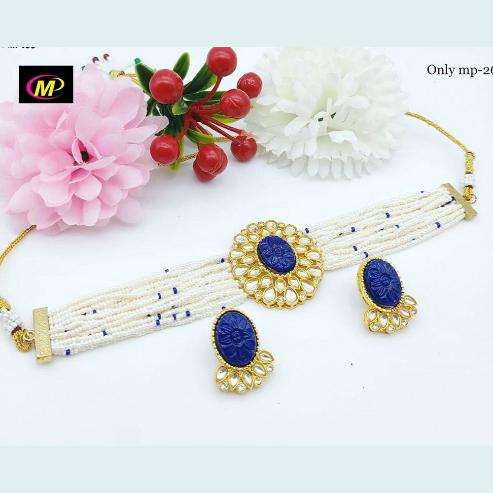 FS Collection Kundan Stone Gold Plated Choker Necklace Set