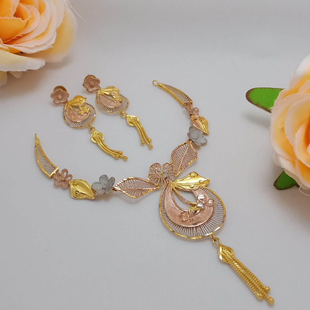 FS Collection 24K Rose Gold Plated Necklace Set