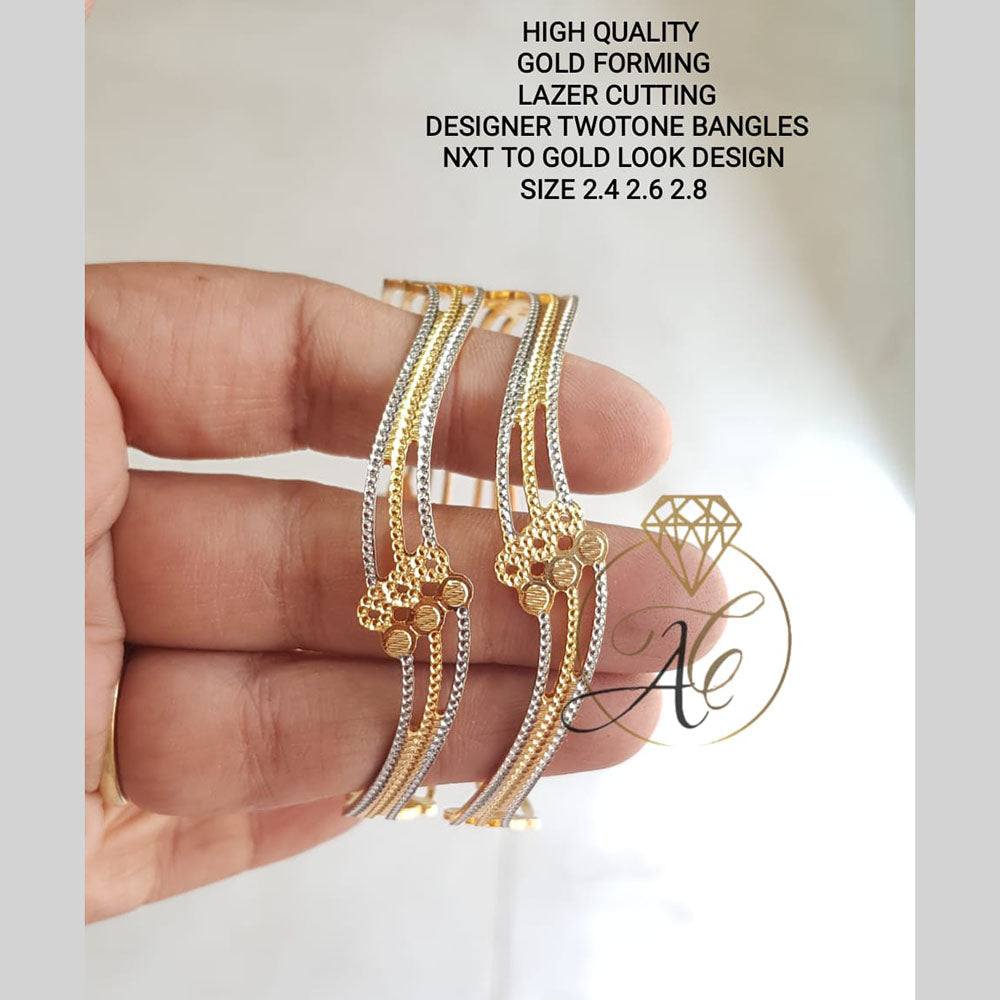 FS Collection Two Tone Gold Plated Bangles Set