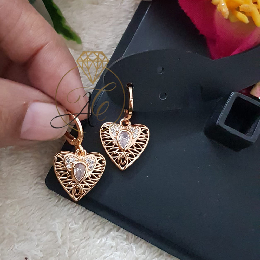 FS Collection Rose Gold Plated Ad Stone Dangler Earrings