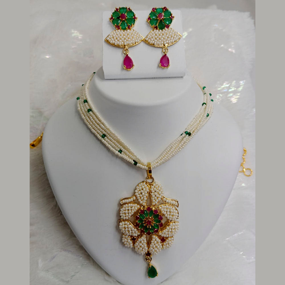 FS Collection Ad Stone Gold Plated Necklace Set