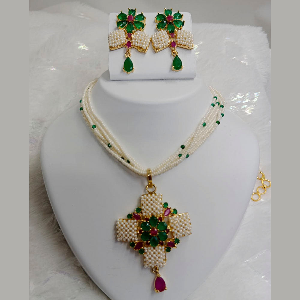 FS Collection Ad Stone Gold Plated Necklace Set