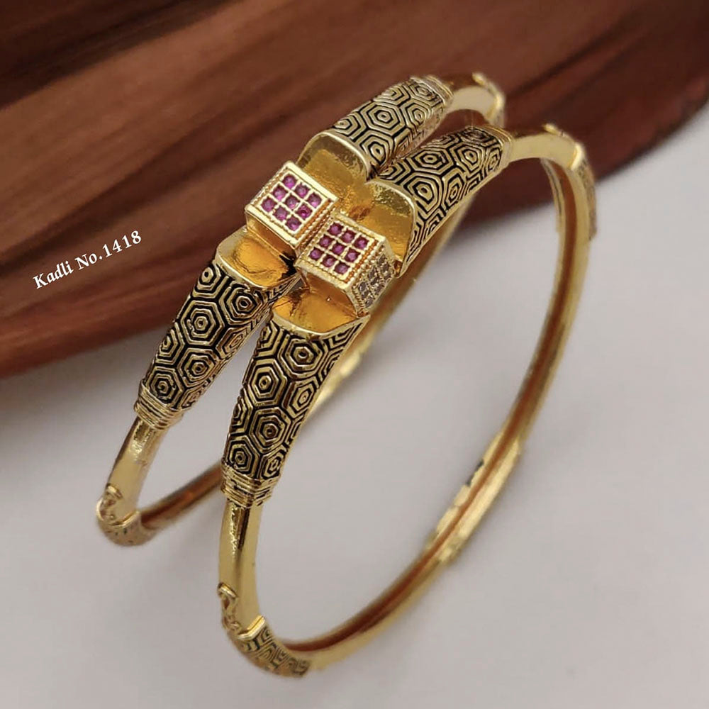 FS Collection Gold Plated Bangles Set