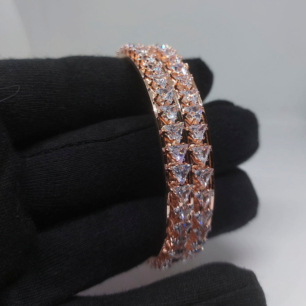 FS Collection Gold Plated Ad Stone Bangles Set