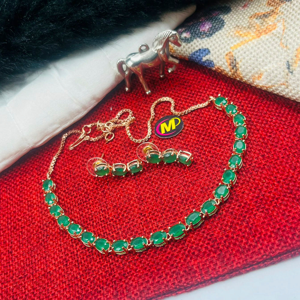 FS Collection Gold Plated Crystal Stone Necklace Set