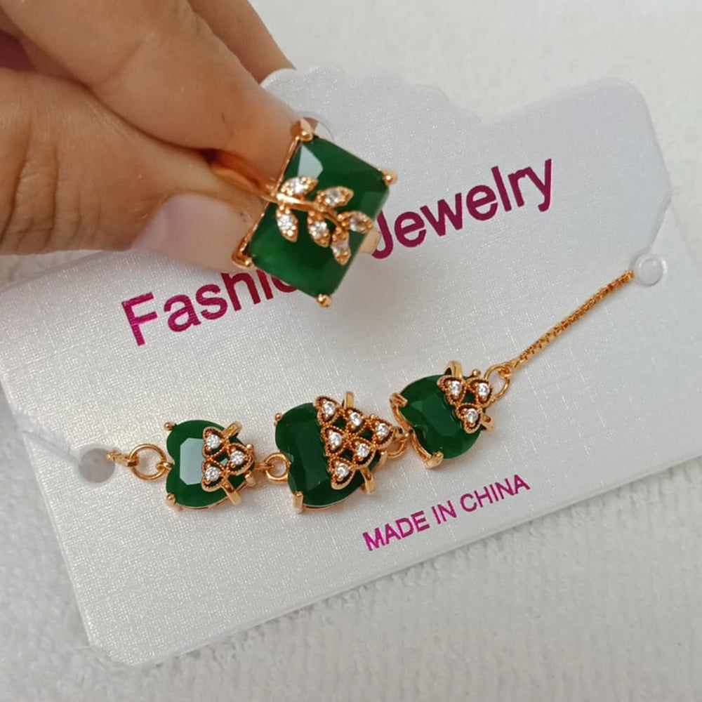 FS Collection Gold Plated Bracelet & Ring Combo