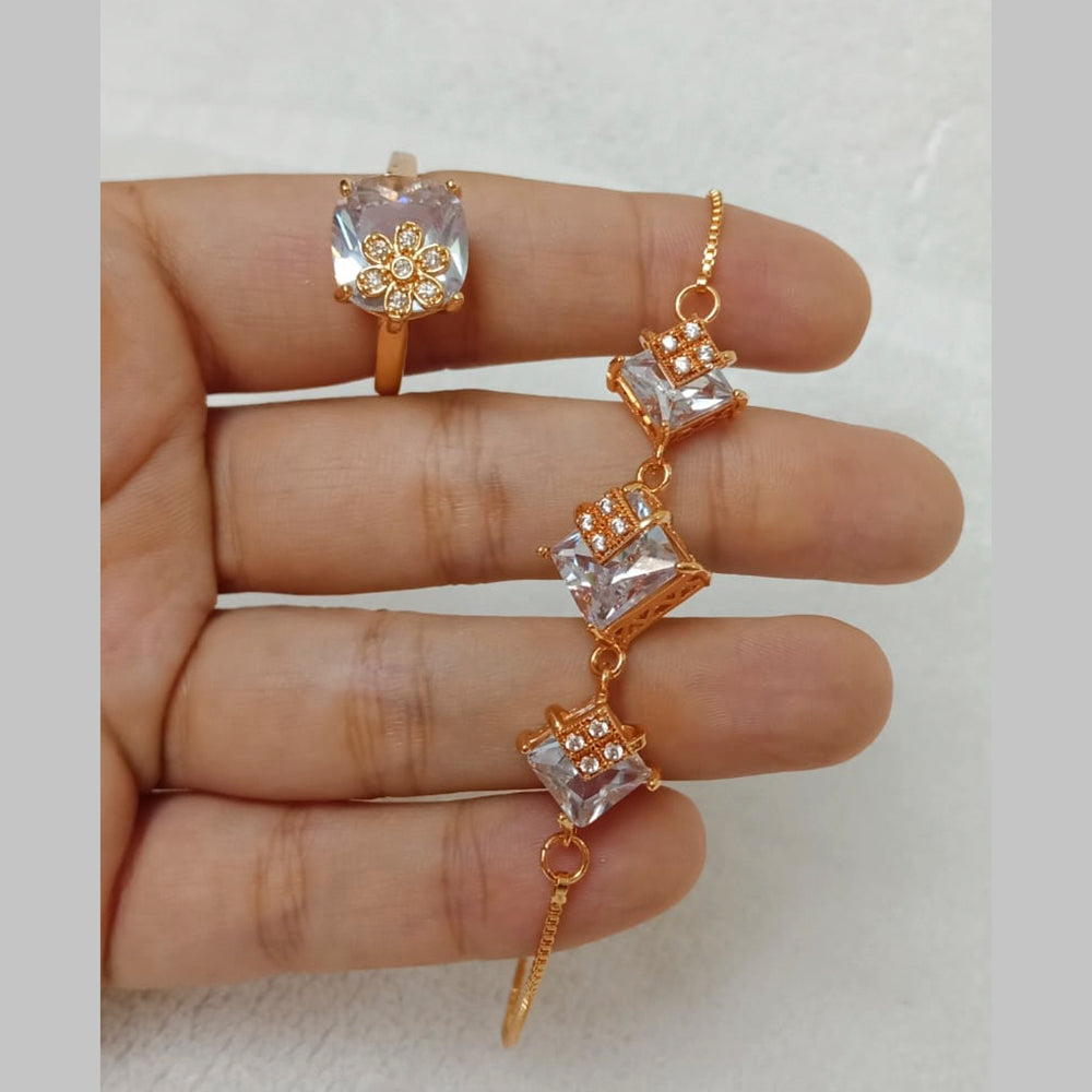 FS Collection Gold Plated Bracelet & Ring Combo