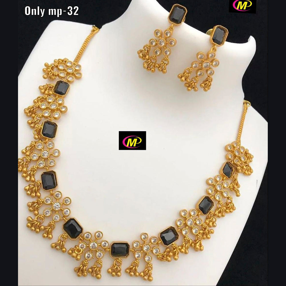 FS Collection Kundan Stone Gold Plated Choker Necklace Set