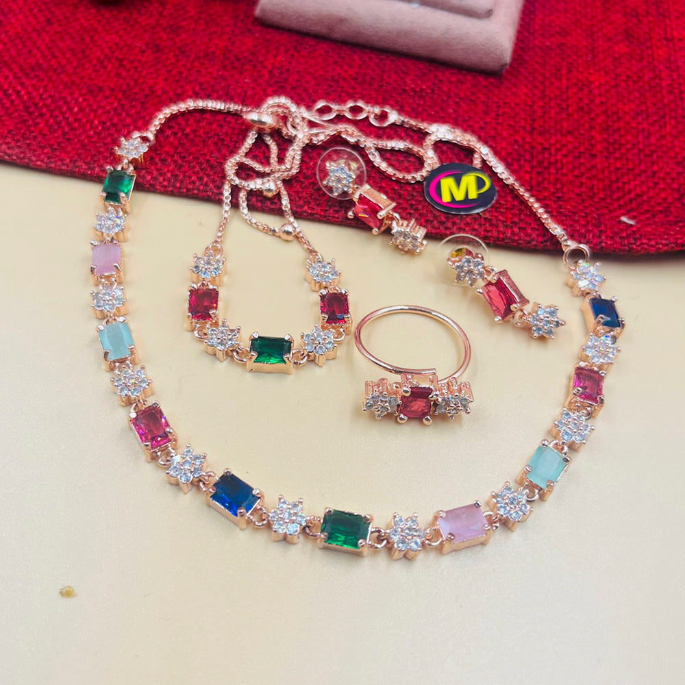 FS Collection Rose Gold Plated Jewellery Combo