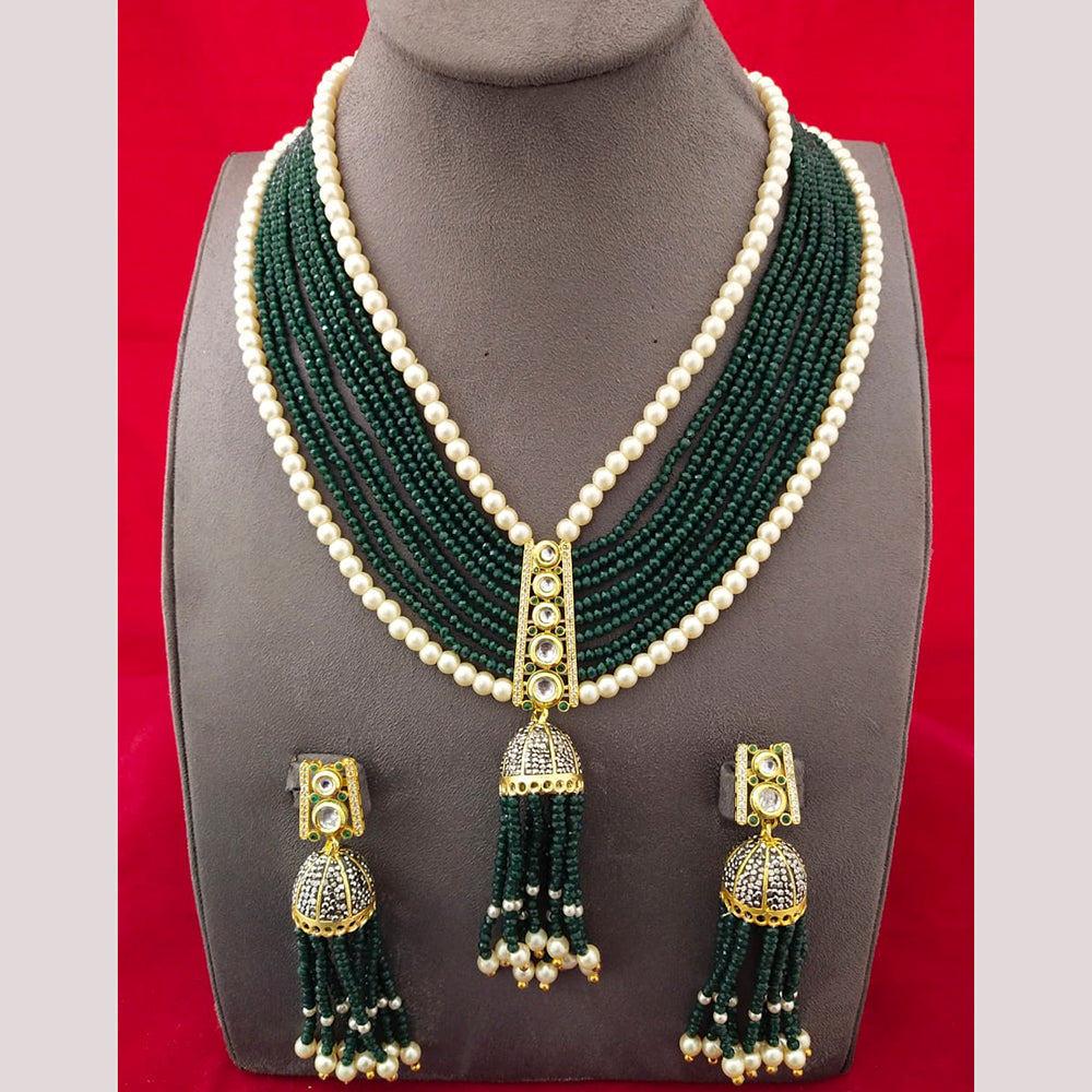 FS Collection Gold Plated Pearl Long Necklace Set