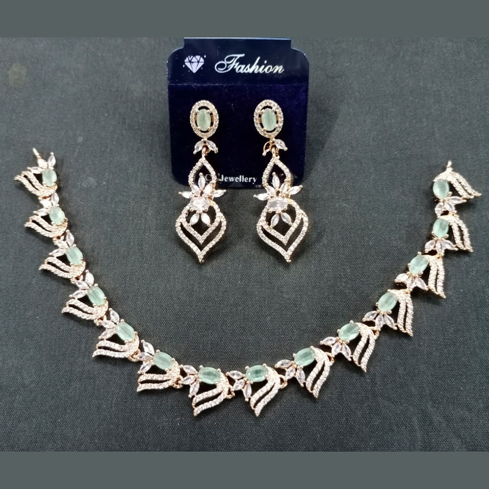 FS Collection Rose Gold Plated AD Stone Choker Necklace Set