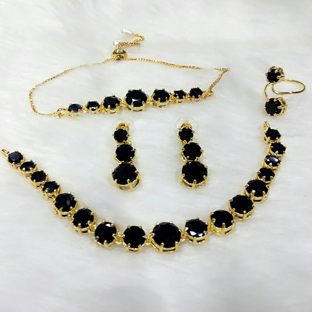 FS Collection Gold Plated Crystal Stone Jewellery Combo