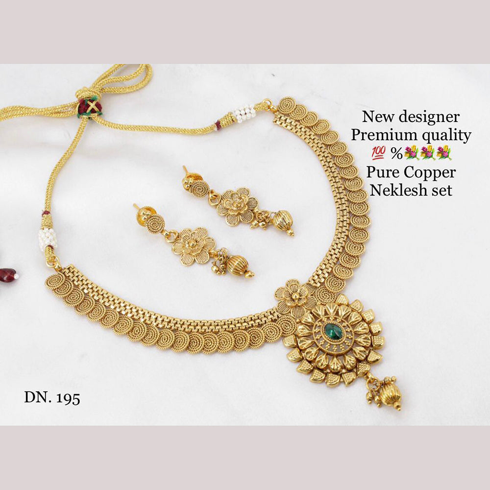 FS Collection Copper Gold Plated Pota Stone Necklace Set