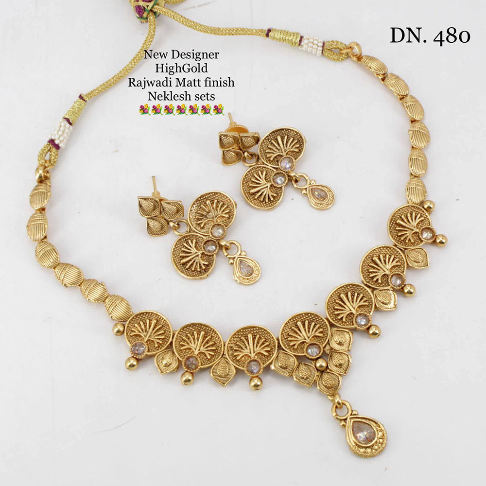 FS Collection Gold Plated Pota Stone Necklace Set