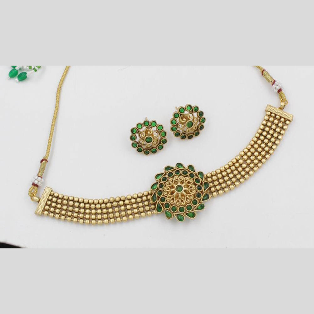 FS Collection Gold Plated Kundan Stone Choker Necklace Set