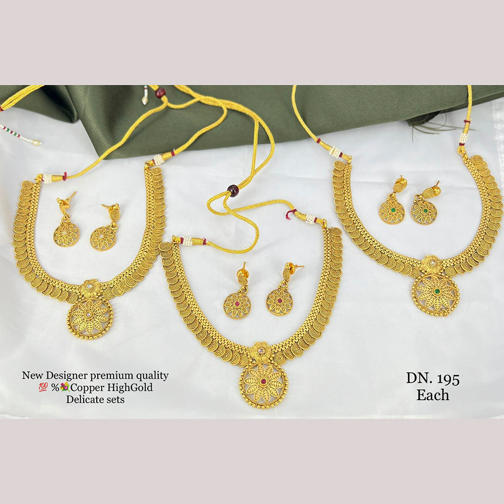 FS Collection Copper Gold Plated Pota Stone Necklace Set