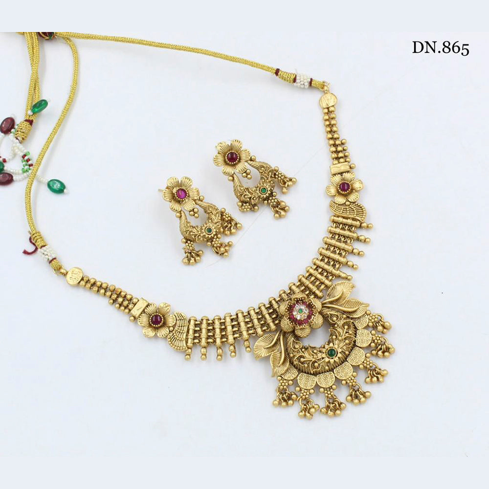 FS Collection Gold Plated Pota Stone Choker Necklace Set