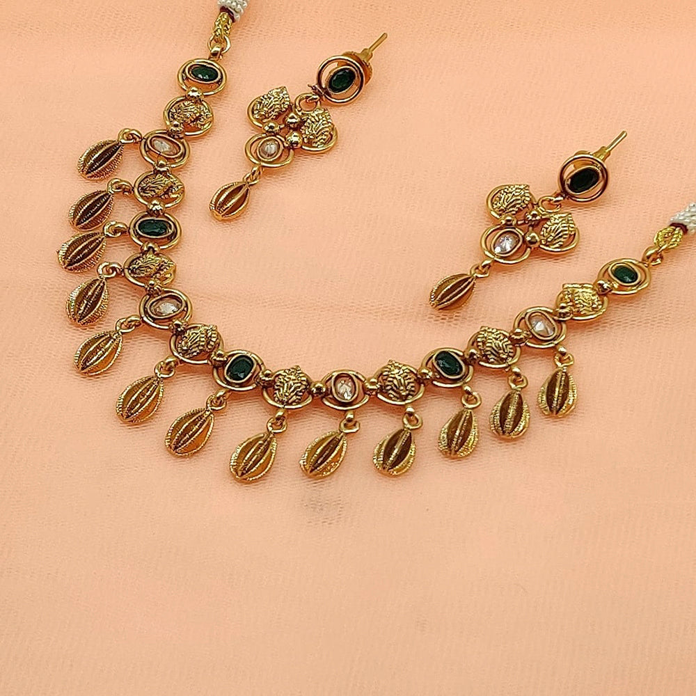 FS Collection Gold Plated Pota Stone Necklace Set