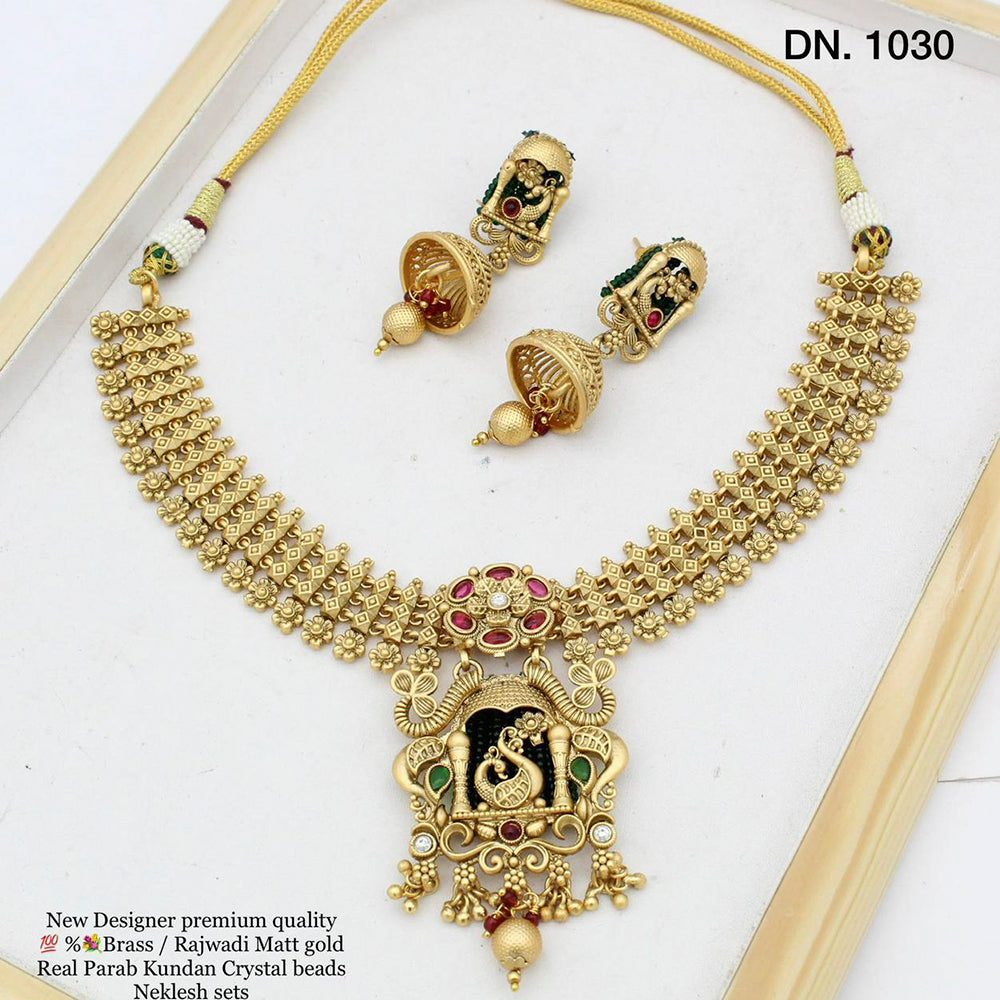 FS Collection Gold Plated Choker Necklace Set