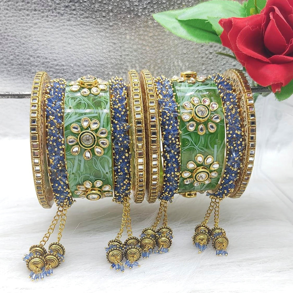 FS Collection Gold Plated Kundan Stone Acrylic Bangles