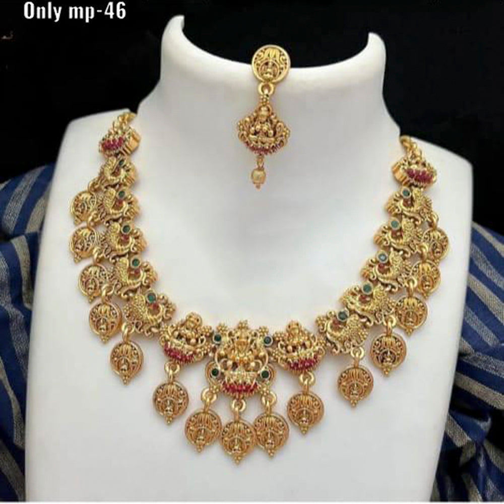 FS Collection Gold Plated Temple Design Necklace Set