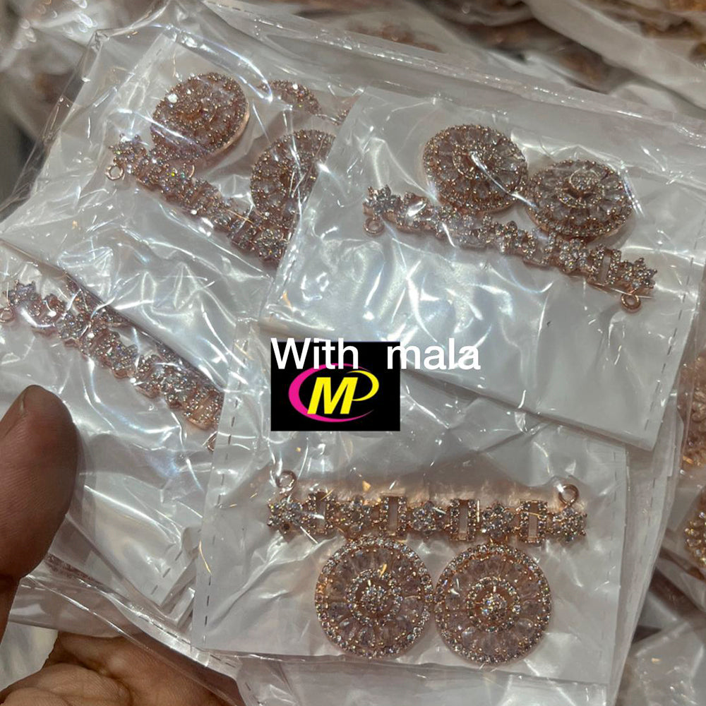 FS Collection Rose Gold Plated AD Stone Mangalsutra Pendant Set