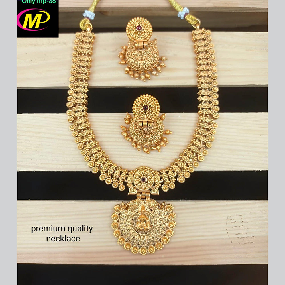 FS Collection Gold Plated Pota Stone Long Necklace Set