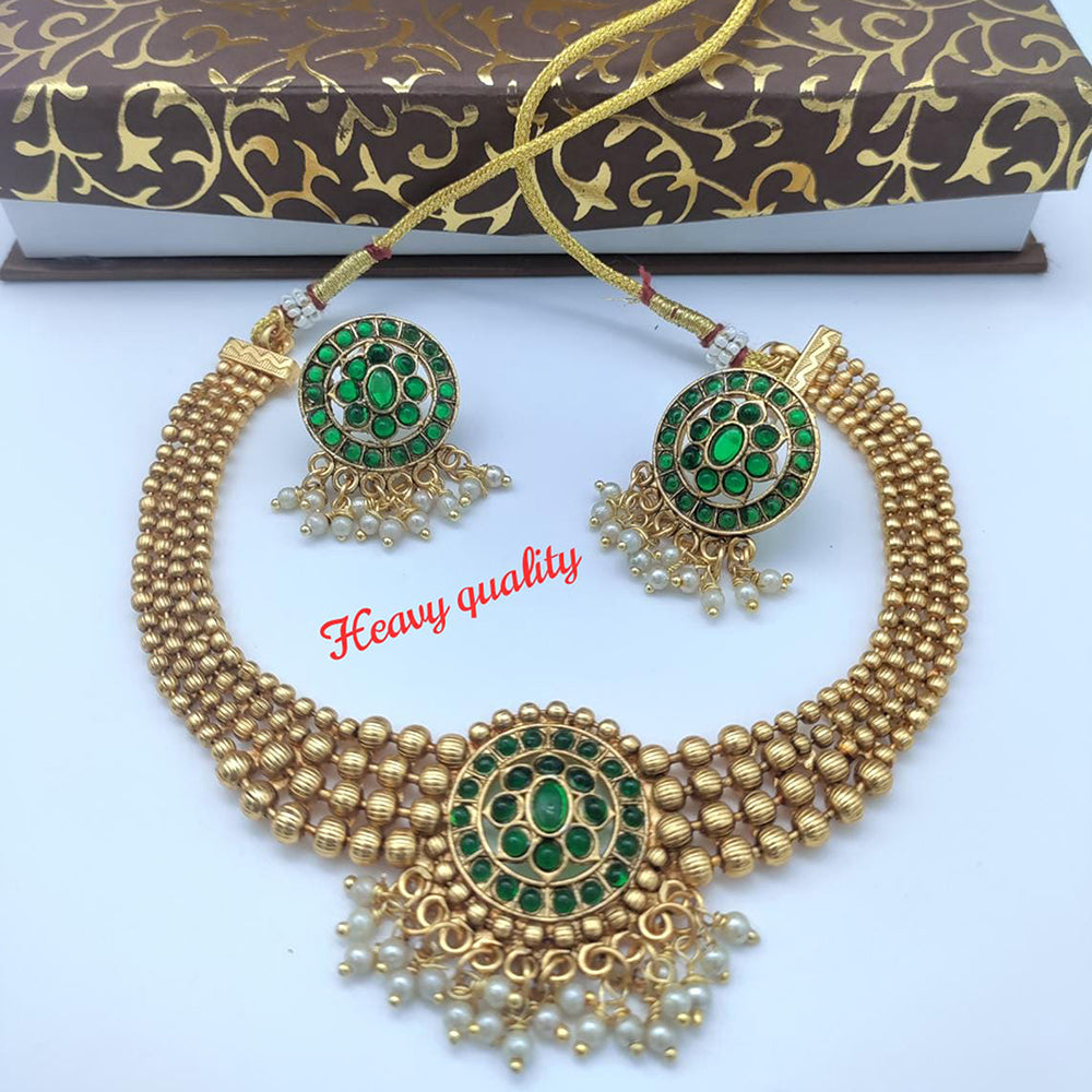 FS Collection Gold Plated Pota Stone Necklace Set
