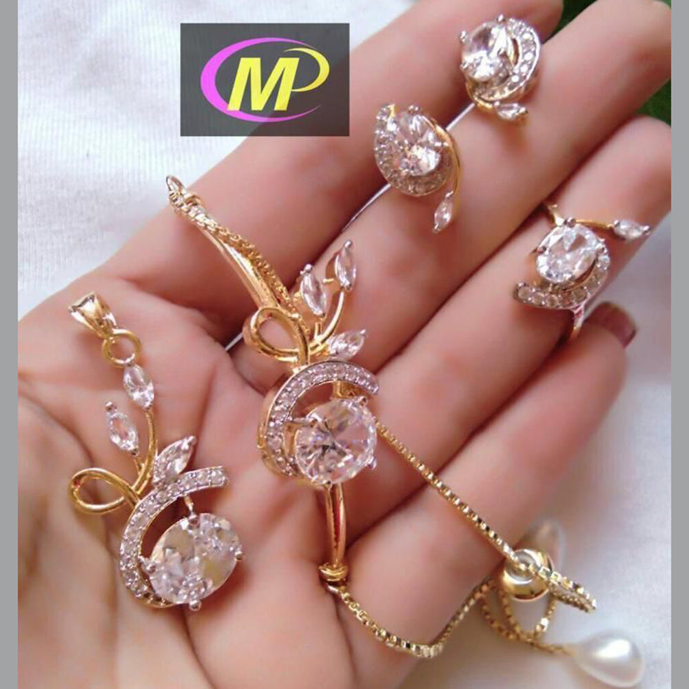 FS Collection Gold Plated Crystal Stone Jewellery Combo