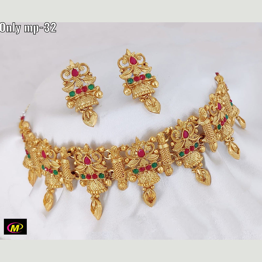 FS Collection Gold Plated Pota Stone Necklace Set