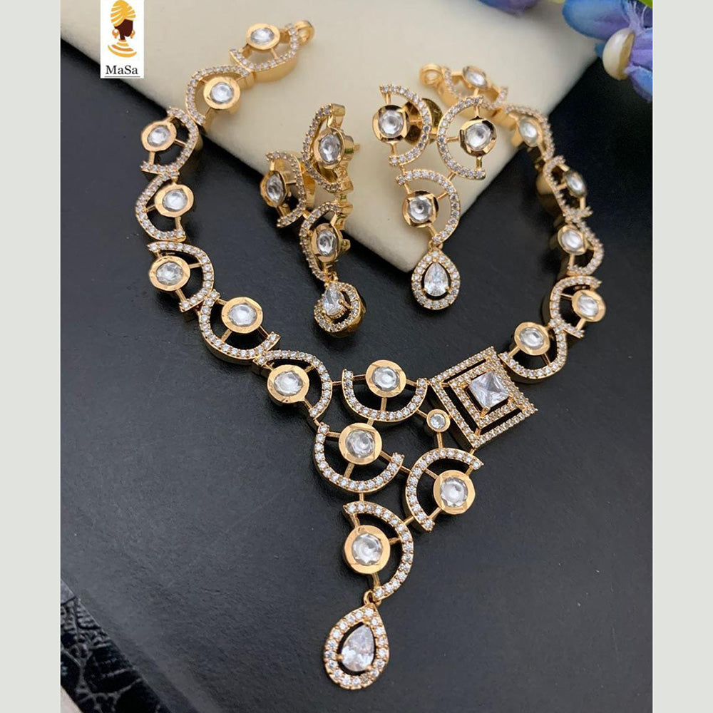 FS Collection 2 Tone Plated AD Stone Necklace Set