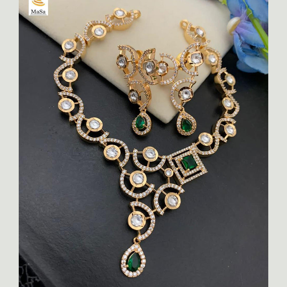 FS Collection Gold Plated AD Stone Necklace Set