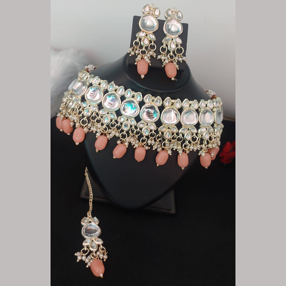 FS Collection Kundan & Beads Choker Necklace Set