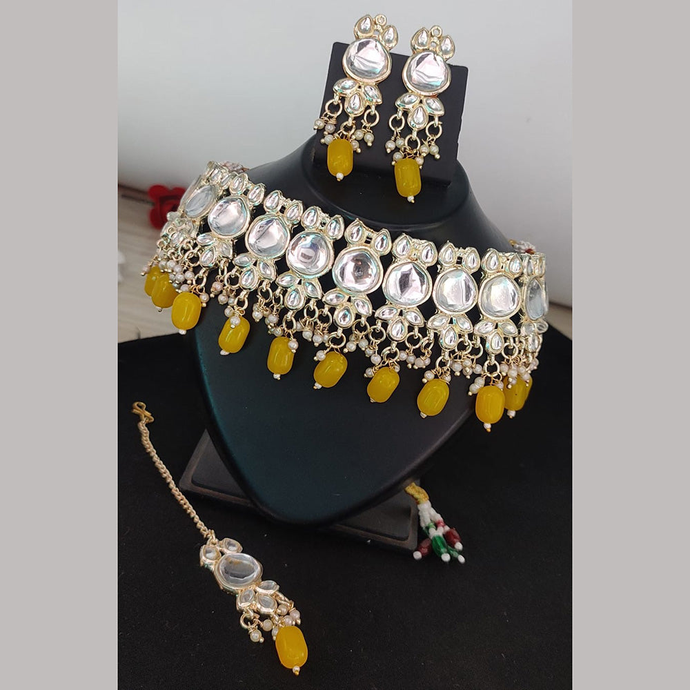 FS Collection Kundan & Beads Choker Necklace Set