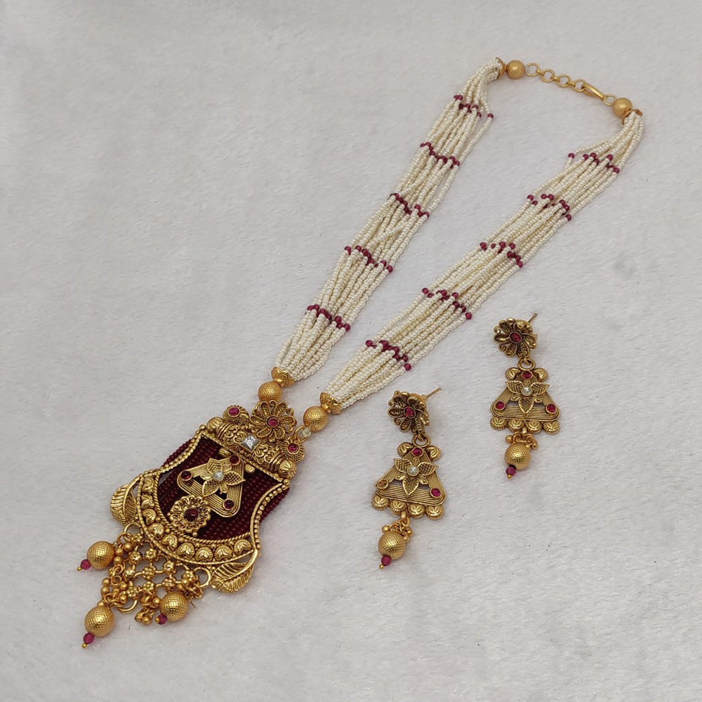 FS Collection Gold Plated Crystal Beads Long Necklace Set