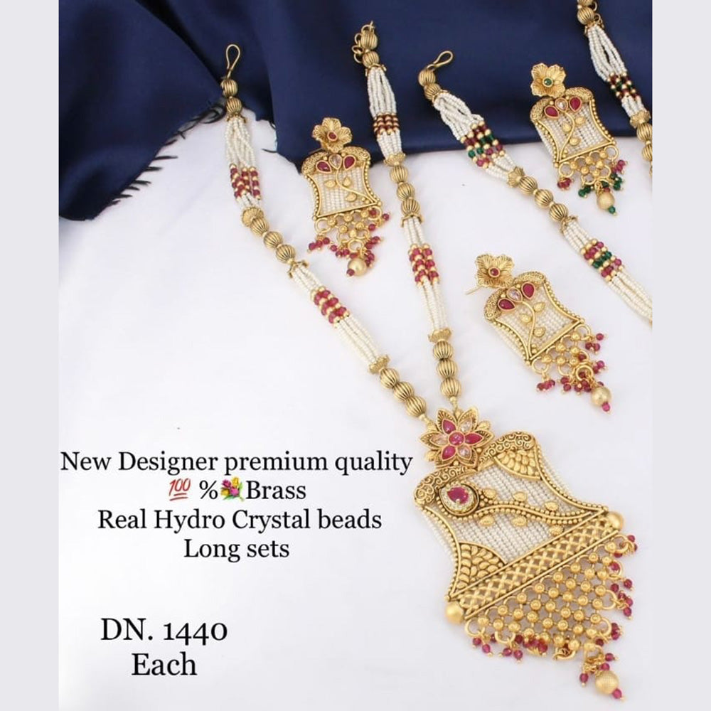 FS Collection Gold Plated Crystal Beads Long Necklace Set