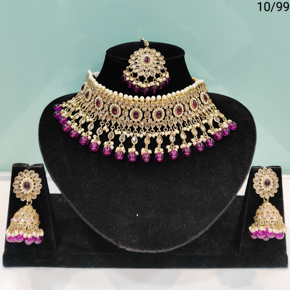 FS Collection Kundan & Beads Choker Necklace Set