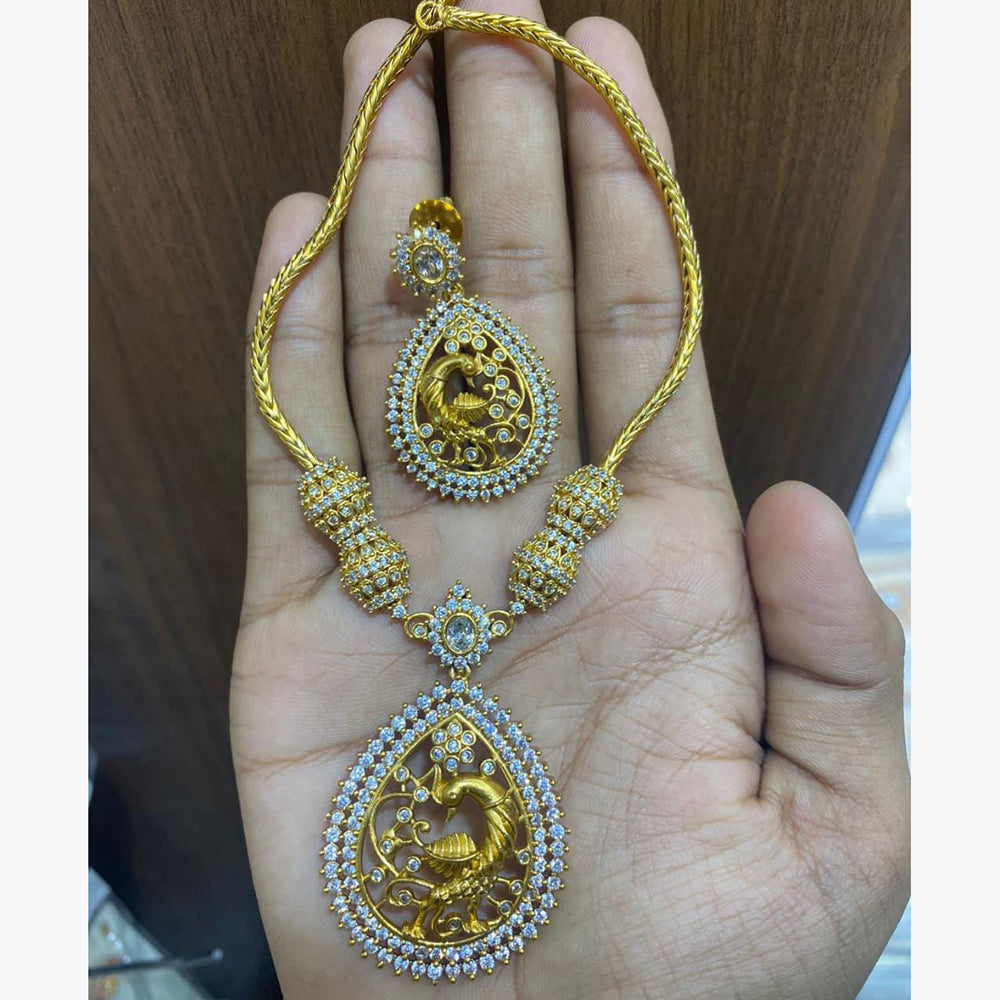 FS Collection Gold Plated AD Stone Necklace Set