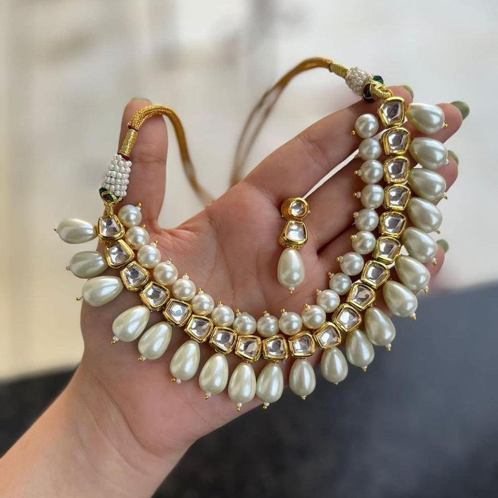 FS Collection Gold Plated Kundan Necklace Set