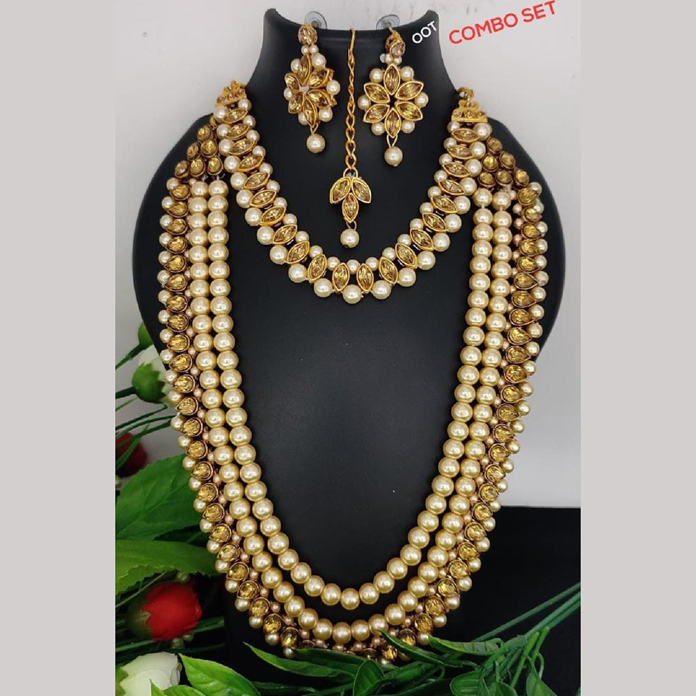 FS Collection Gold Plated Double Necklace Set