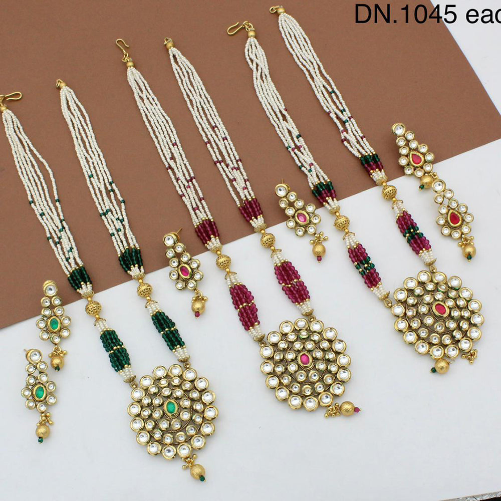 FS Collection Kundan Long Necklace Set