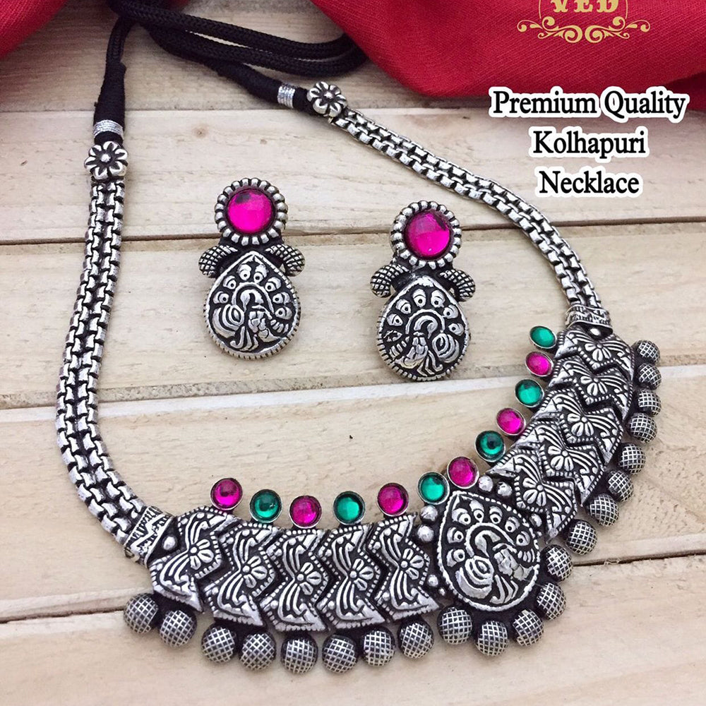 FS Collection Oxidised Plated Necklace Set