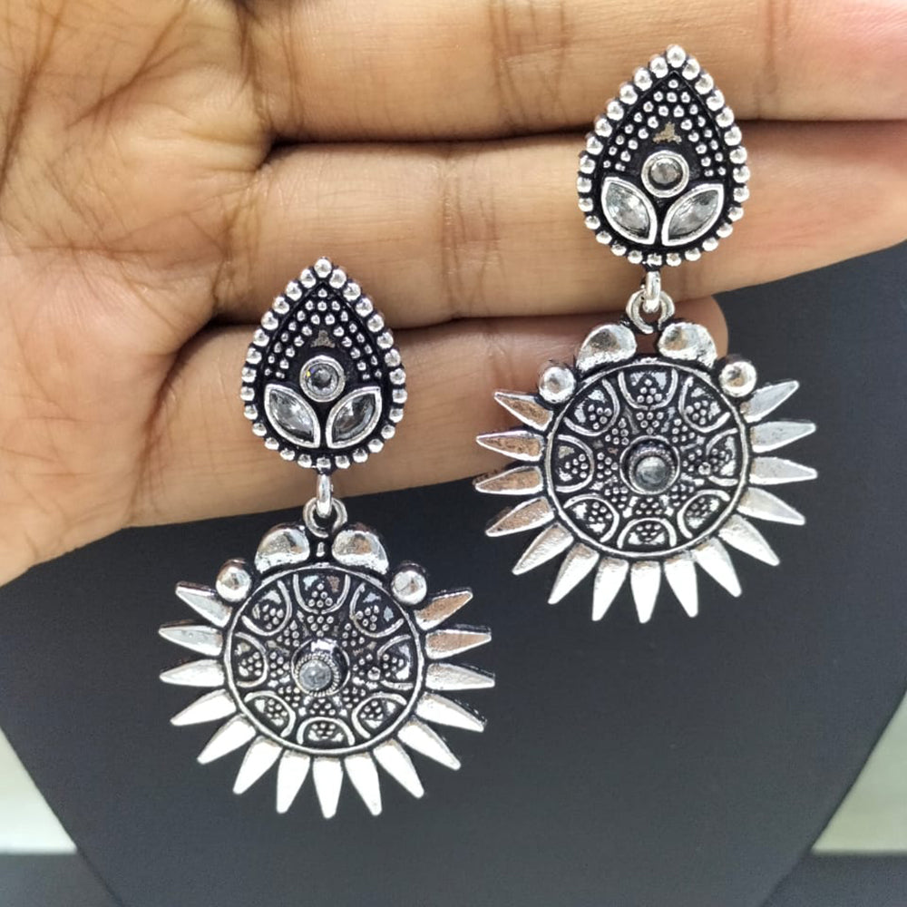 FS Collection Oxidised Plated Dangler Earrings