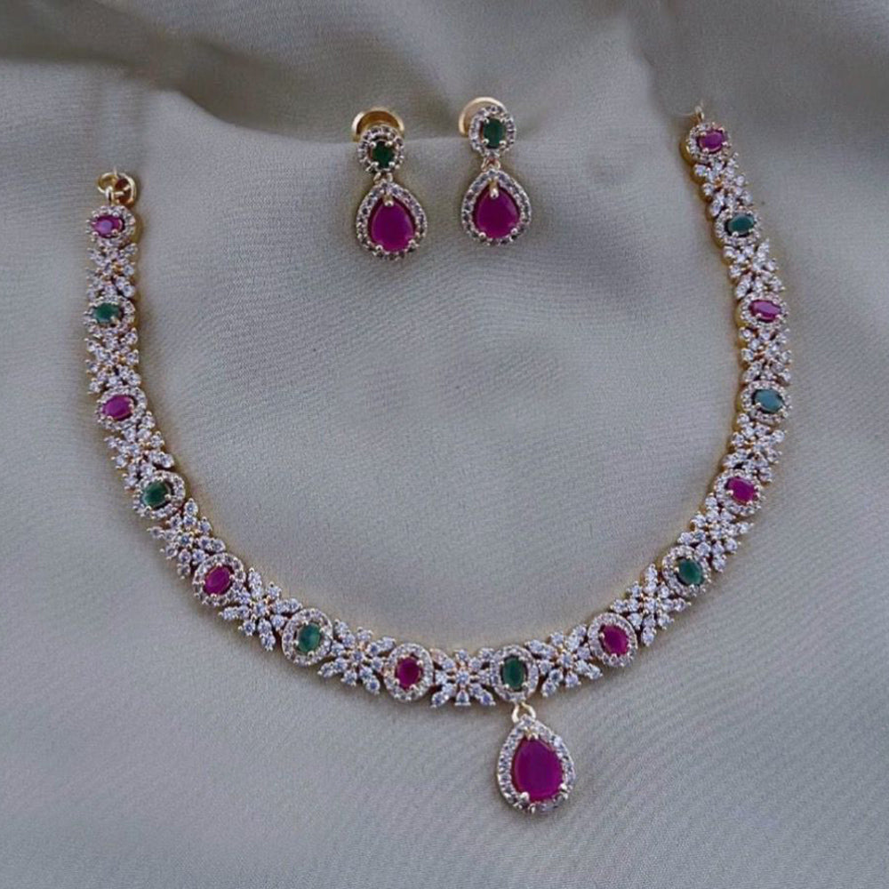 FS Collection Gold Plated AD Stone Necklace Set