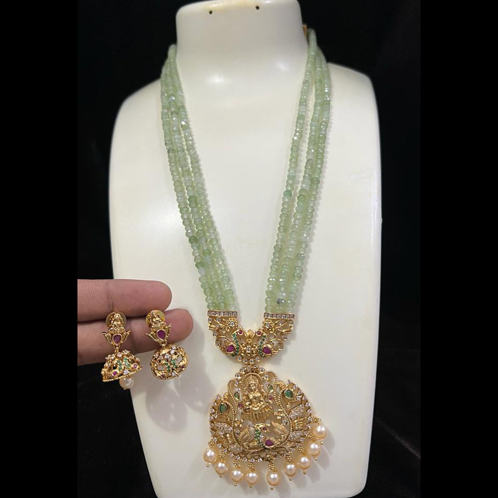 FS Collection Gold Plated AD Stone Long Necklace Set