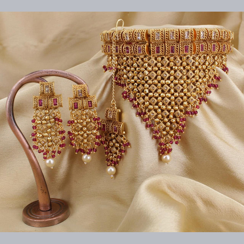 FS Collection Gold Plated Beads Necklace Set