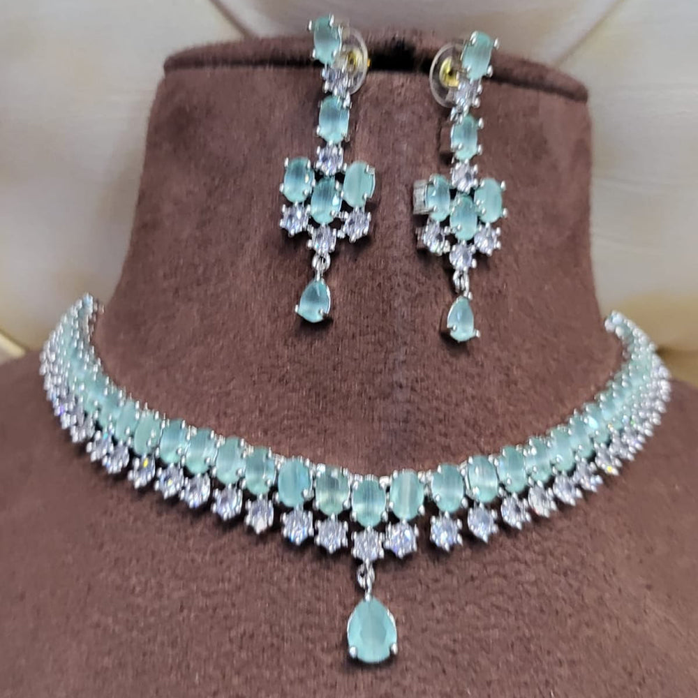 FS Collection Silver Plated AD Stone Necklace Set