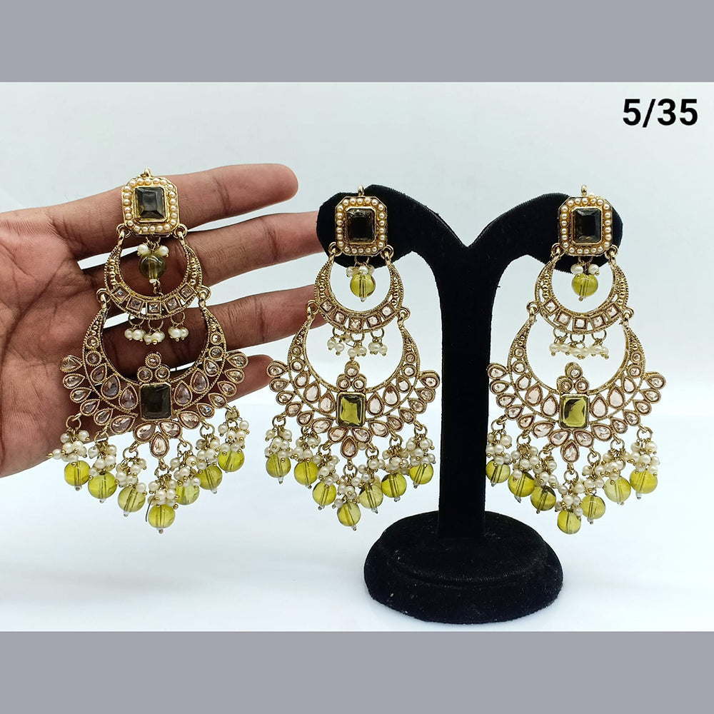 FS Collection Crystal Stone Earrings With Mangtikka