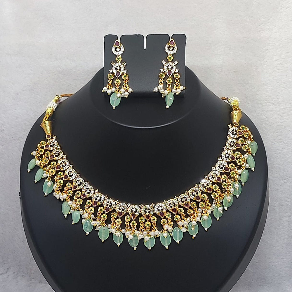 FS Collection Gold Plated AD Necklace Set
